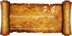 Petrovitz Gyopárka névjegykártya